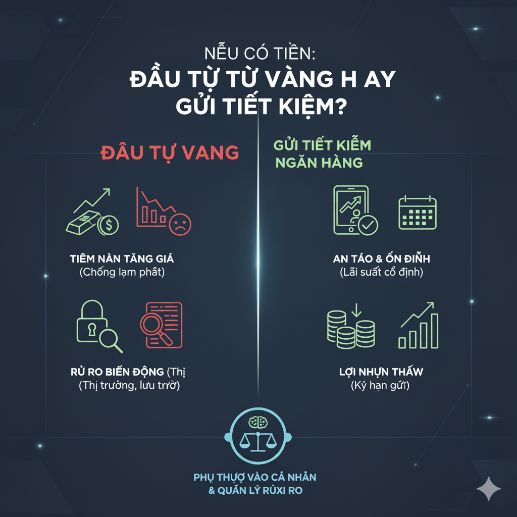 Nếu Có Tiền Nên Đầu Tư Vào Vàng Hay Gửi Tiết Kiệm Ngân Hàng?