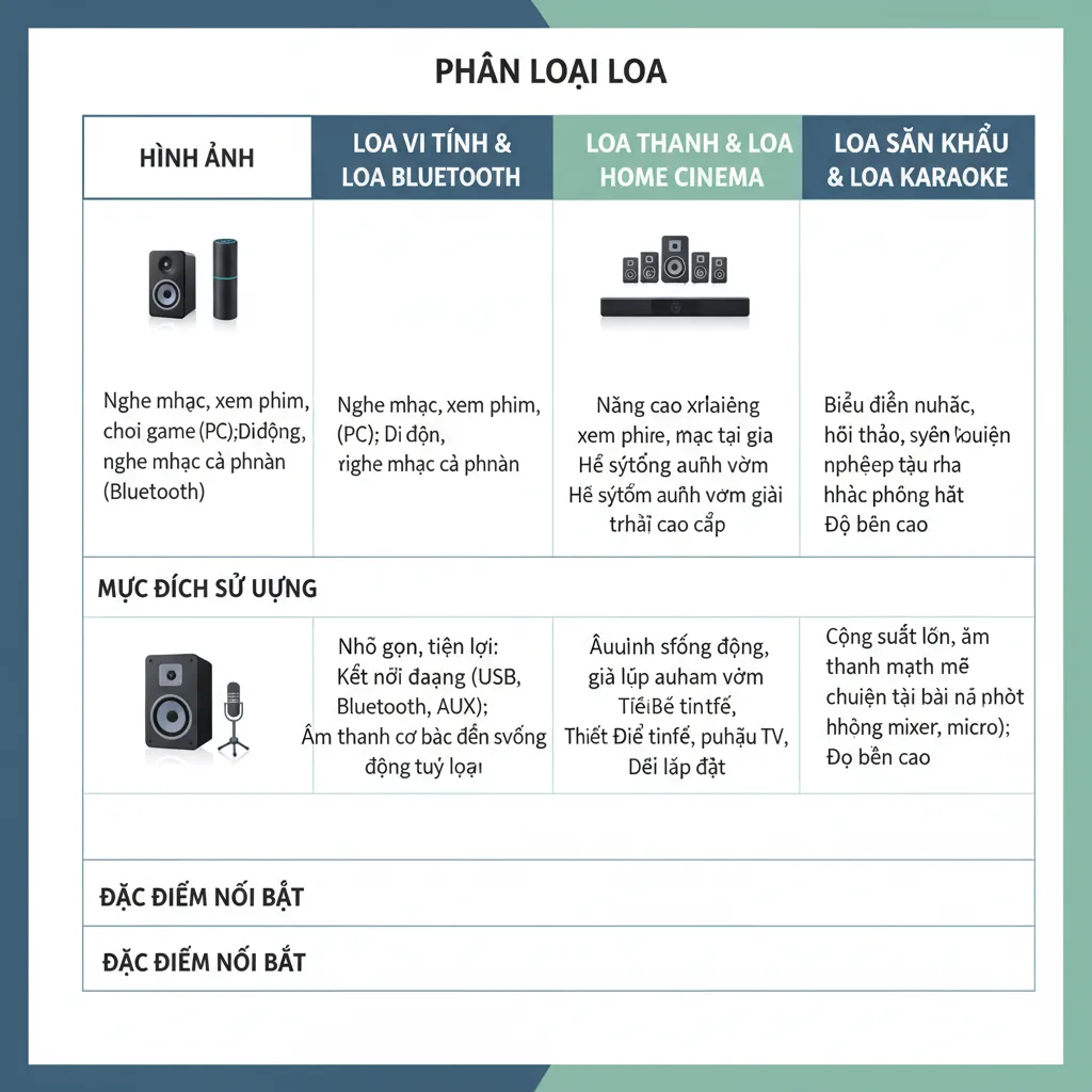 Phân loại các loại loa và mục đích sử dụng trong âm thanh hiện đại